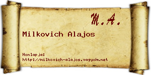 Milkovich Alajos névjegykártya